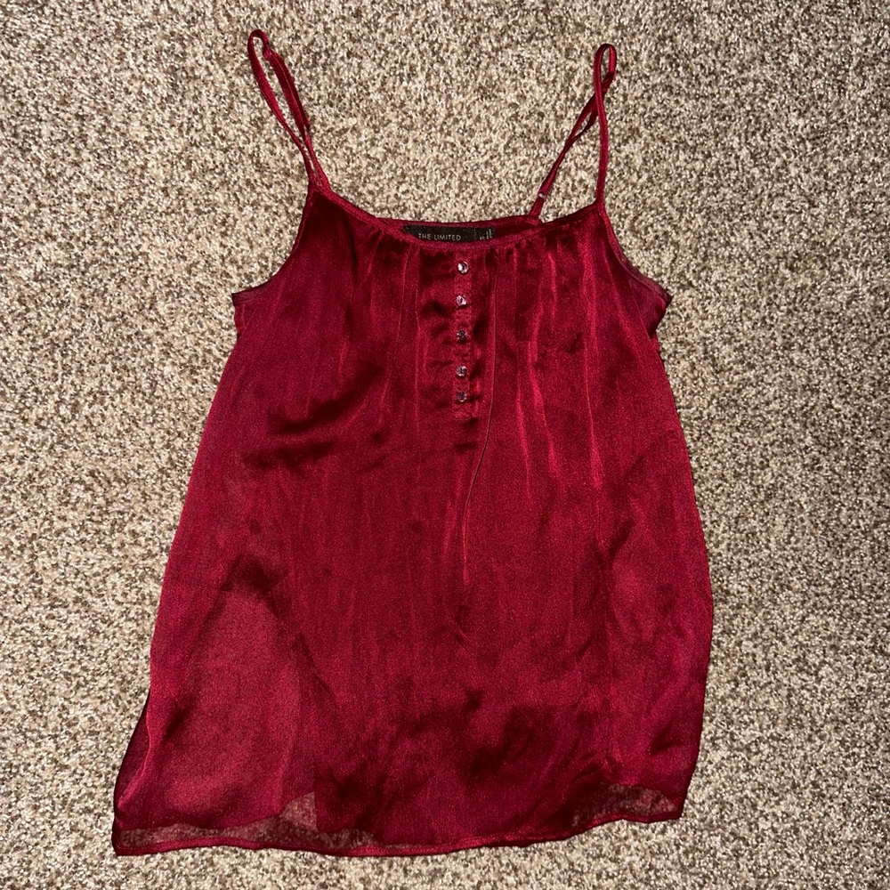The Limited Deep Red burgundy button tank top